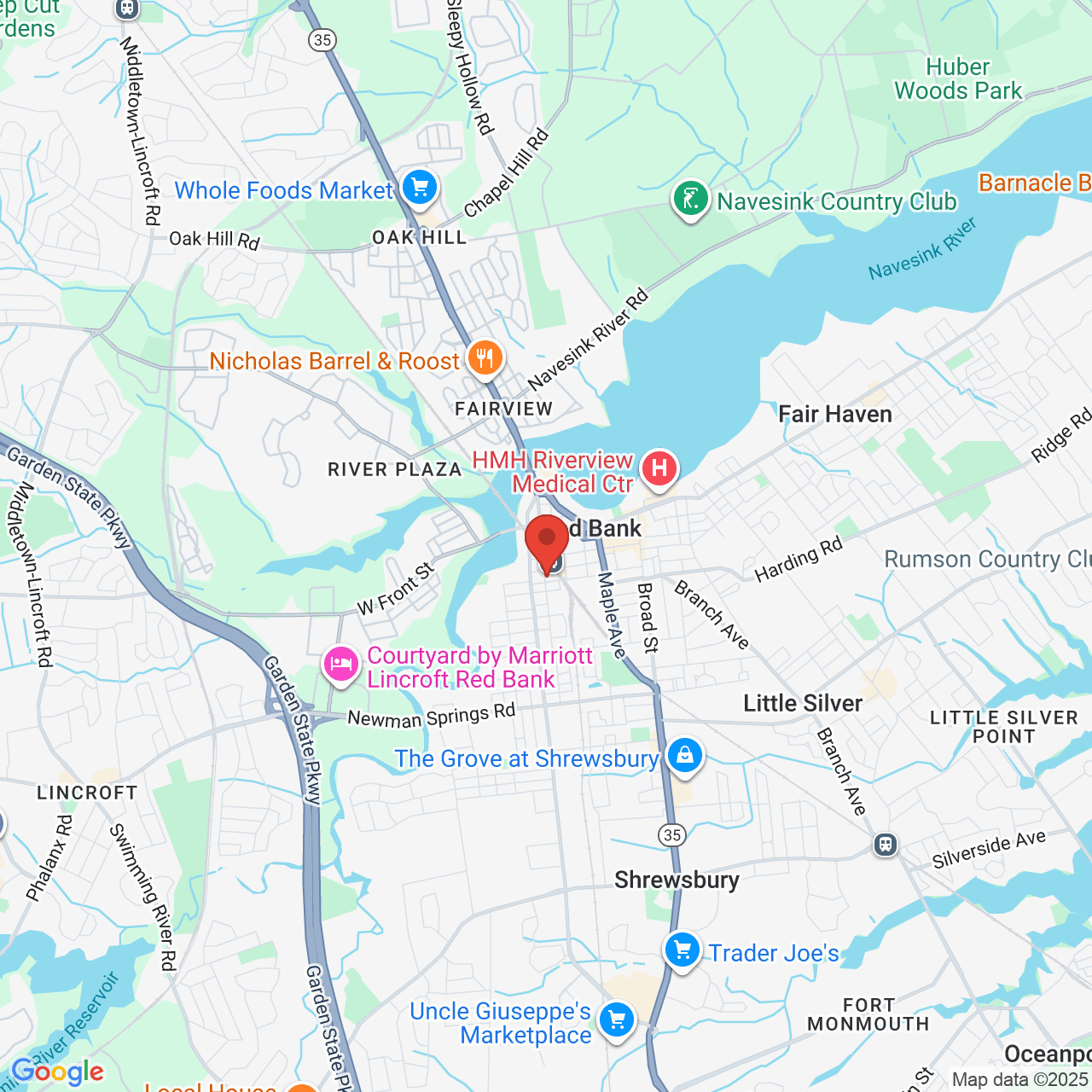 Google map image of our location in 113 Bridge Ave Red Bank, NJ